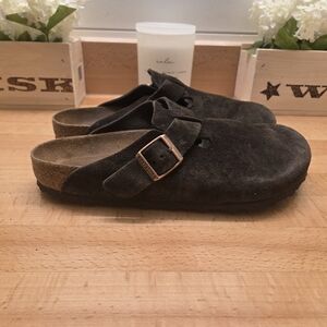 Birkenstock Boston Suede Leather Clogs Mocha Brown Unisex Size EU 41